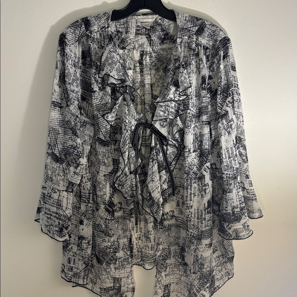 Christopher & Banks Monochrome Graphic kimono Sz XL